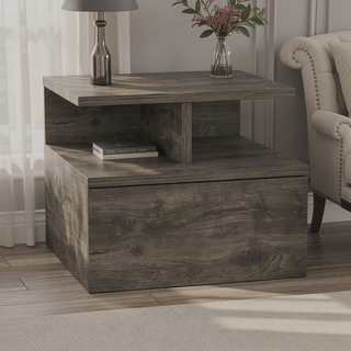Sunvega Blue Floating Nightstand With Drawer And Shelves For Storage And Decor