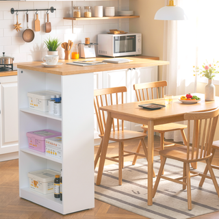 Sunvega Modern Bar Table with 3 Storage Shelves and Anti-Toppling Device for Kitchen