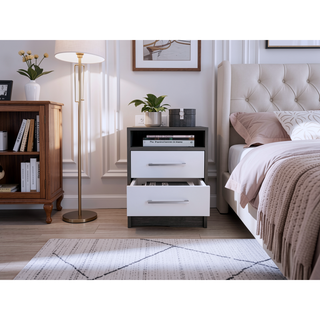 Sunvega Philadelphia Two Drawer Nightstand with Concealed Open Shelf