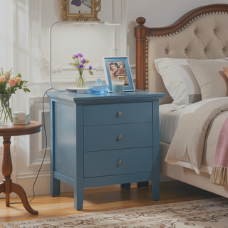 Sunvega Teal Casual Nightstand with Convenient Storage Drawer Space