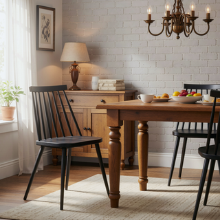 Sunvega Farmhouse Spindle Back Dining Chairs Set of 2 in Sturdy Polypropylene