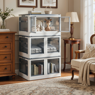 Sunvega Collapsible Storage Bins with Wheels and Lids for Effortless Stacking