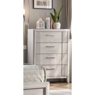 Sunvega Contemporary Mist White Finish Wooden Storage Chest with Four Drawers