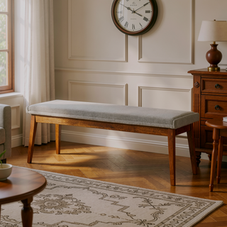Sunvega Warren Bench in Ash Grey Upholstered Polyester Blend Fabric