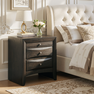 Sunvega White Nightstand with Two Spacious Drawers and Top Tray for Bedside
