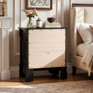 Sunvega Chic Black Nightstand for Compact Bedrooms with No Assembly