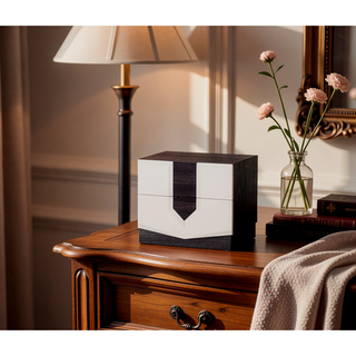 Sunvega Zebrano Accent Contemporary High Gloss White Nightstand