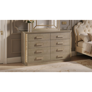 Sunvega Medusa Dresser with Wood Gold Finish and Six Drawers for Bedroom