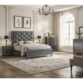 Sunvega Contemporary Nightstand with Sparkling Accent Band and Two Drawers