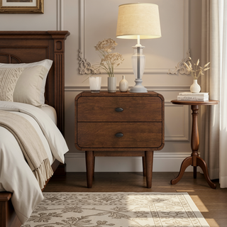 Sunvega Mid-Century Modern Night Stand with Tapered Legs and Solid Wood