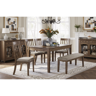 Sunvega Gray Fabric Upholstered 1pc Bench with Wood Frame for Dining Room
