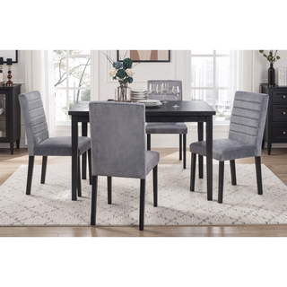 Sunvega Black Finish Dining Table with Wooden Top for 4 Seats