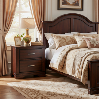 Sunvega White Finish Sleek Design Nightstand with Two Storage Drawers Transitional Style