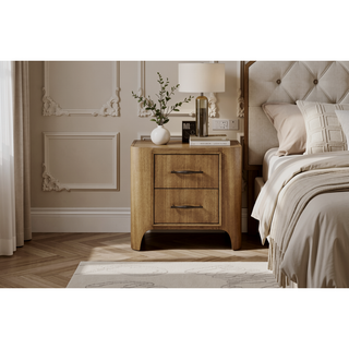 Sunvega Modern Eucalyptus Veneer Nightstand with Soft Close Drawers and USB Port