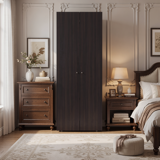 Sunvega Two Door Closet System with Fixed Shelves for Bedroom and Laundry Room Organization