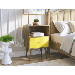 Sunvega Modern Nightstand with Drawer and Cubby for Bedroom or Living Room