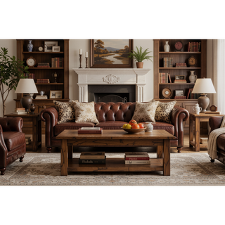 Sunvega Casual Rustic Two-Tone Finish Dining Table with Six Storage Drawers