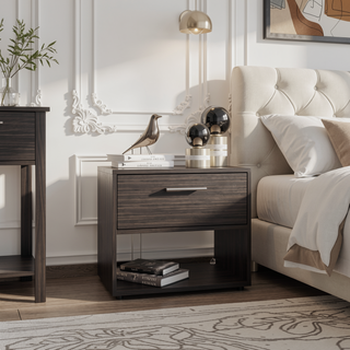 Sunvega Modern White and Natural Oak Media Console with 2 Doors and 4 Shelves