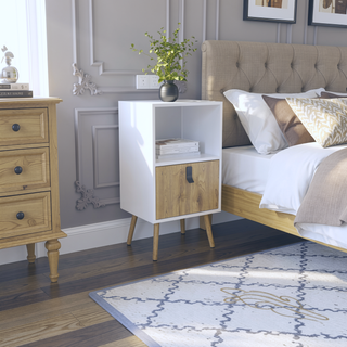 Sunvega Modern Tall Nightstand with Open Storage and Convenient Drawer