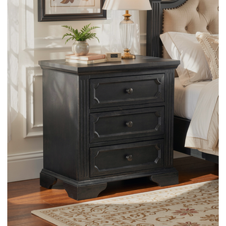Sunvega Rustic Style Traditional Design 3-Drawers Nightstand with Charcoal Finish