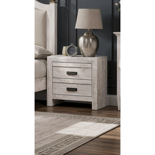 Sunvega Contemporary Beige Rustic Finish Wooden Nightstand with Two Storage Drawers