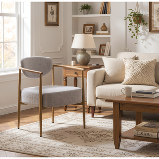 Sunvega Beige PU Leather Soft and Comfortable Chair with Metal Frame for Living Room