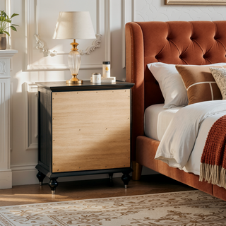 Sunvega Metallic Grey Nightstand with 2 Spacious Drawers and Crystal-Like Trim