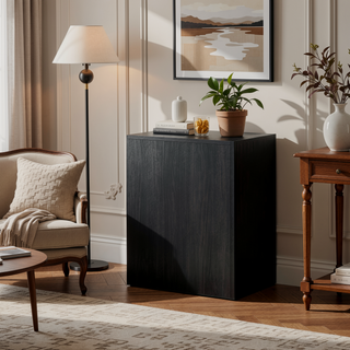 Sunvega Modern Oak Nightstand with Two Spacious Drawers for Bedroom
