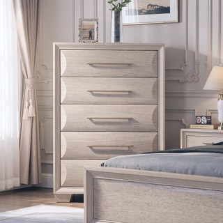 Sunvega White Oak Transitional Chest with Felt-Lined English Dovetail Drawers