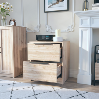 Sunvega Modern 18 Inch High Nightstand with Two Large Storage Drawers