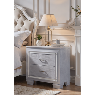 Sunvega Modern LED Nightstand with Beveled Mirror Accents and Chrome Finish Hardware