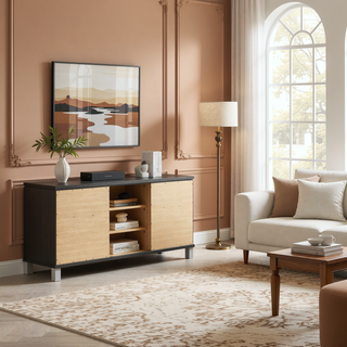 Sunvega Dark Champagne Nightstand with Two Drawers and Mirror Trim