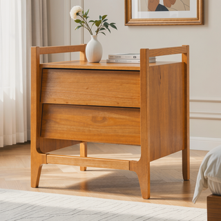 Sunvega Scandi Angle Face Solid Wood Nightstand with Modern Minimalist Design