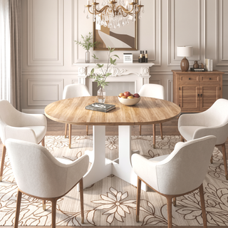 Sunvega Expandable Oval Dining Table with Removable Leaf and X-Shaped Base White