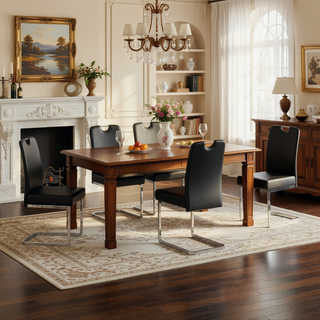 Sunvega Set of 4 White Thickened PU Dining Chairs with Ergonomic Design and Non-Slip Feet