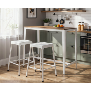 Sunvega Minimalist Farmhouse Style Counter Height Table with Brown MDF Top