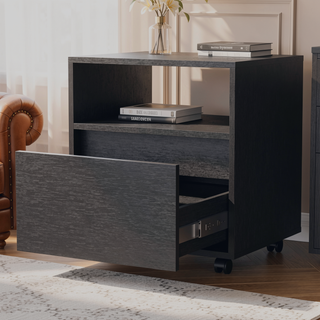 Sunvega Duncan Nightstand with Top Open Shelf and Large Drawer for Bedroom