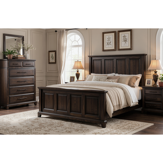 Sunvega Elm Veneer Mahogany Finish Pine Solids 6 Storage Drawers Dresser
