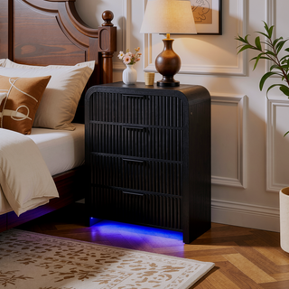 Sunvega Beverly Black and White Nightstand with Cooler Inserted and Speaker