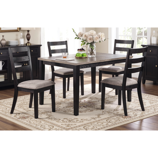 Sunvega Modern Natural Finish Wooden Top Dining Table and 4 Cushioned Chairs Set