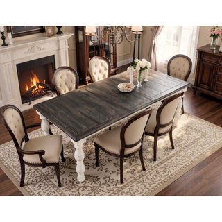 Sunvega Hand-Stained Acacia Wood Dining Table with Extendable Leaf