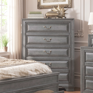 Sunvega Transitional Gray Finish Chest with English Dovetail Drawers and Cedar Lining