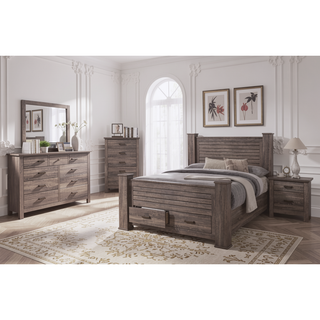 Sunvega Contemporary Weathered Grey Finish Wooden Nightstand with 2 Drawers