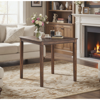 Sunvega Compact Farmhouse Counter Dining Set with Plank Effect Table Top and Shaped Stool Seat