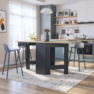 Sunvega White and Macadamia Folding Dining Table with Strong Legs and Three Forms