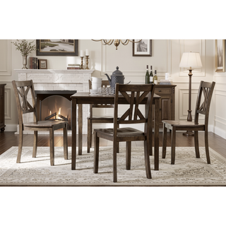 Sunvega Charcoal Brown Finish 5PC Dining Set with 4 X-Back Side Chairs