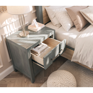 Sunvega Kenzo Modern 2-Drawer Nightstand with Silver Metal Handles in Gray