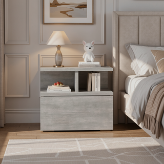 Sunvega Blue Floating Nightstand With Drawer And Shelves For Storage And Decor