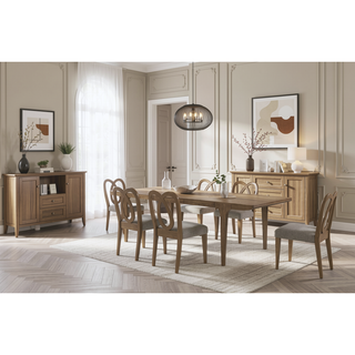Sunvega Extendable Eucalyptus Veneer Dining Table with Transitional Styling
