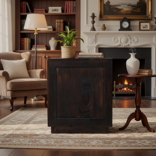 Sunvega Handcrafted Solid Mango Wood Milan Bedside with Velvet Mocha Finish